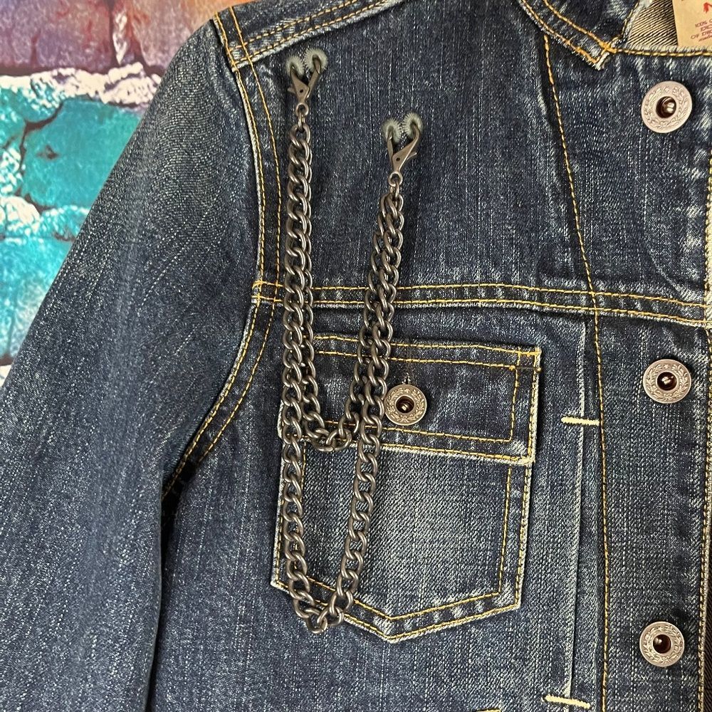Ralph Lauren Dark Indigo Denim Jacket with Cream and Red Patch - Picture 3 of 7